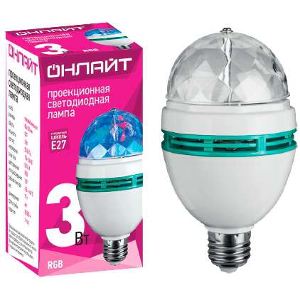 Лампа декоративная ДИСКО 61120 OLL-DISCO-3-230-RGB-E27