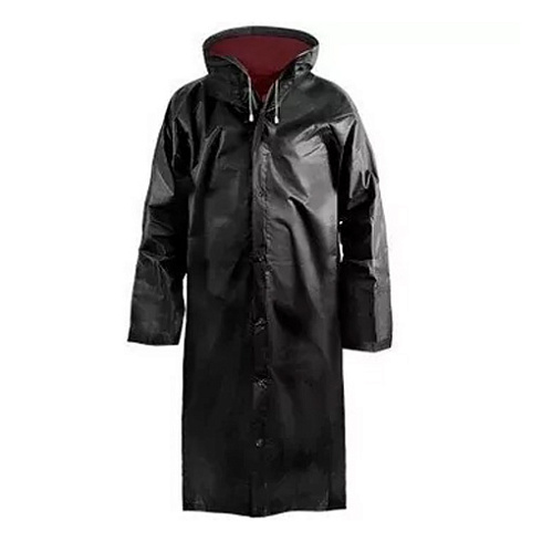 Дождевик плащ сверхпрочный на кнопках черно-красный (505)
