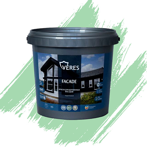Краска "FACADE" для деревянных фасадов акриловая "Мятный" 0,9л (4) "Veres"