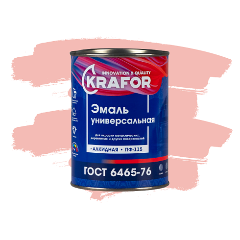 Эмаль ПФ-115  РОЗОВАЯ 0,8кг "KRAFOR"