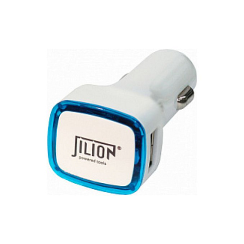 Автомобильный USB-адаптер 2USB 2100мА, белый с синим кольцом (9537081)