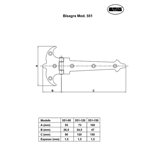 Петля Amig 551-90 накл. черная (6127)