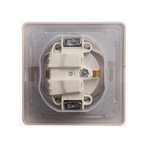 Розетка 1-м Glossa с/з со шторками и крышкой 16А в сборе белая IP44  Sche GSL000148