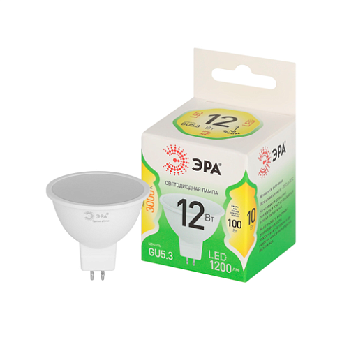 Лампа светодиод. MR16-12W-830-GU10 теплый свет ЭРА GREEN LINE LED (Б0067058)