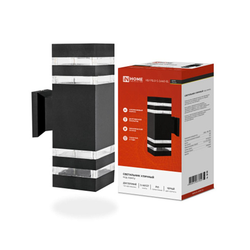Светильник уличн.двусторонний НБУ POLO-S-2хА60-BL под лампу Е27 CITY IP65 черн IN HOME 4690612037950