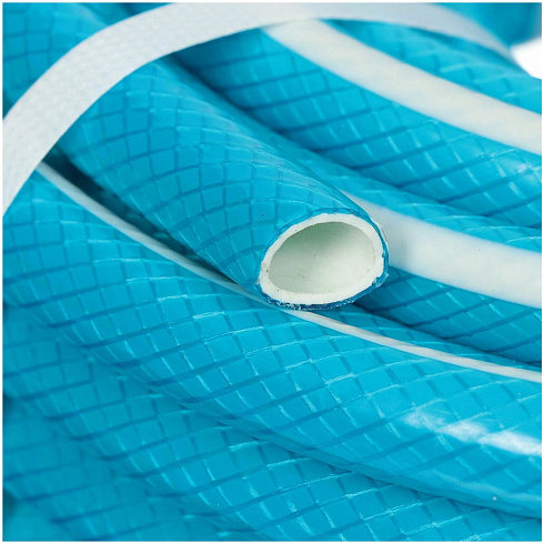 Шланг поливочный 3/4" армир. 25м Клевер Профи, 15атм, ПВХ бело-голубой