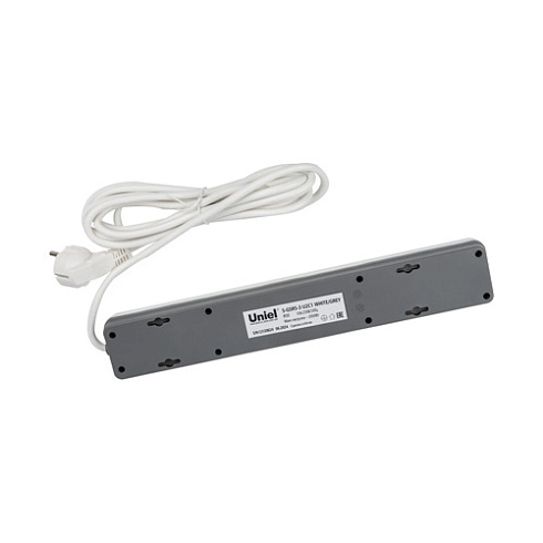 Удл. с сетевым фильтром 5х3м+2USB+1TYPE C, с/з,10A 2500Вт S-GSR5-3 U2C1 White/Grey Uniel UL-00012109