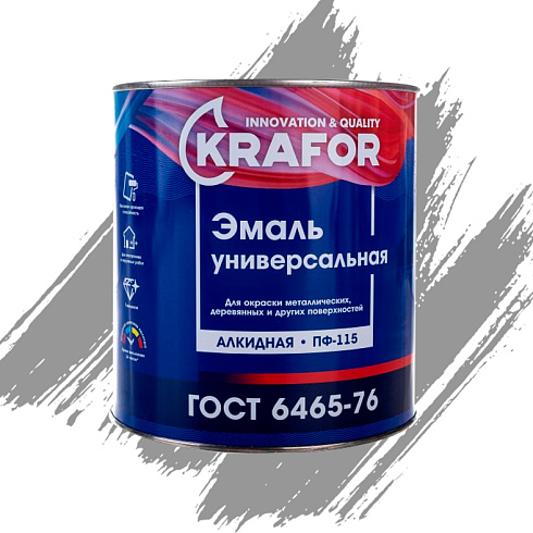 Эмаль ПФ-115  СЕРАЯ 1,8кг "KRAFOR"