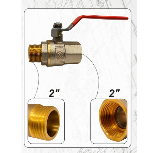 Кран шаровый SMS-1005 2" рычаг, вн.-нар. 
