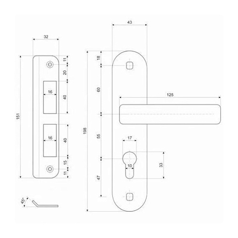 Замок врезной Apecs 1623-АВ