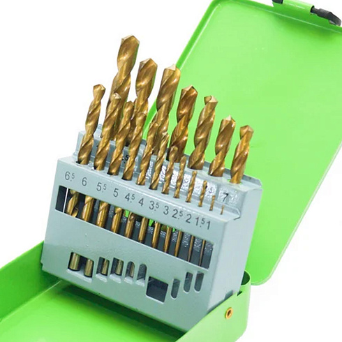 Набор сверл HSS по металлу, титановое покрытие,19шт. d1-10 (4511191)
