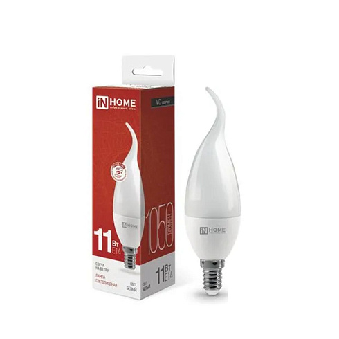 Лампа светодиод. LED-свеча НА ВЕТРУ-VC 11вт 4000К нейтр.бел Е14 1050лм IN HOME