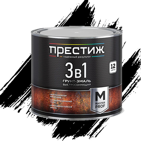 Грунт-эмаль по ржавчине 3 в 1 быстросохнущ. ЧЕРНАЯ 1,9кг "Престиж" (271941)