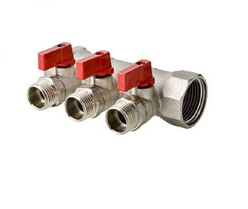 Коллектор PPR с шар.кранами D 32 х 1/2 на 3 выхода