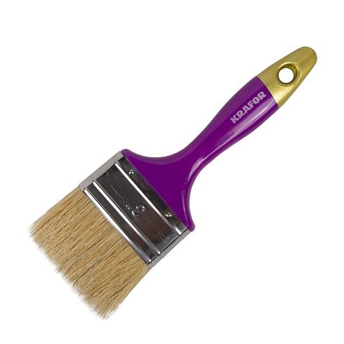 Кисть плоская №2,5 пласт.ручка натур.щетина Krafor 003-0025