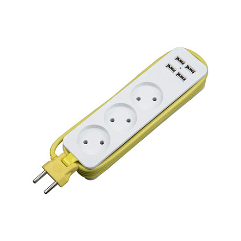 Удлинитель 3х1,8м Travel S-CT3-1.8U белый/салатовый White/Green Uniel UL-00011136 