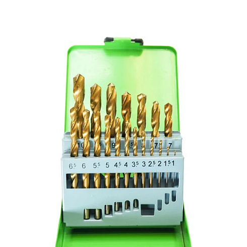 Набор сверл HSS по металлу, титановое покрытие,19шт. d1-10 (4511191)