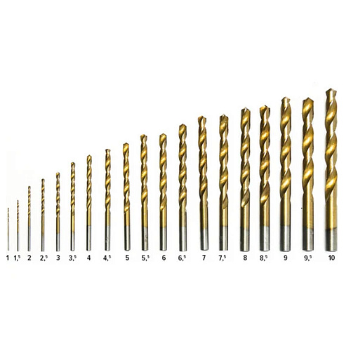 Набор сверл HSS по металлу, титановое покрытие,19шт. d1-10 (4511191)