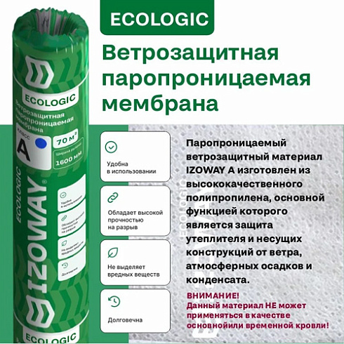 IZOWAY ECO А , ветро-влагозащитная 1,6м (70кв.м.)