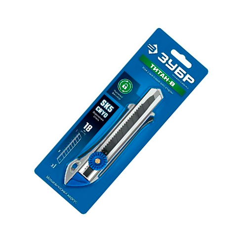 Нож с винтовым фиксатором металл.обрезин. Титан-В, 18мм ЗУБР (09174)