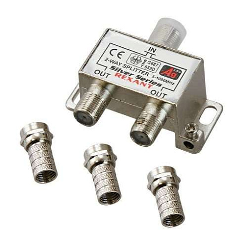 Делитель ТВ "краб" x2+3шт.F "BOX" 5-1000 МГц "Silver" Rexant 05-6101