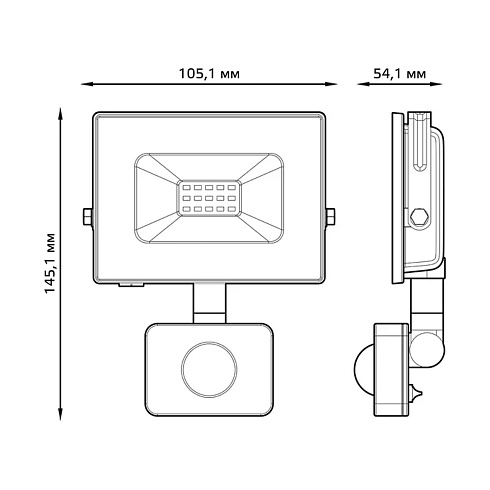 Прожектор светодиод. 20Вт 6500К IP65 черный с датч.движ. GAUSS 628511320
