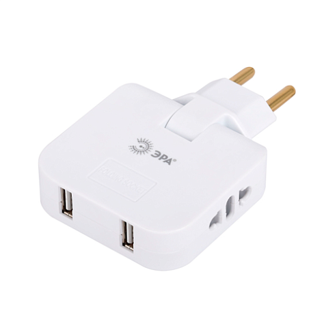 Разветвитель поворотный на 2 роз.+2 USB 10A SPF-2-FL-USB белый ЭРА Б0069089 (4817918)
