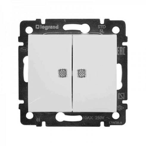 Выкл механизм. 2-кл СП Valena с зел.инд.бел.Leg 774428