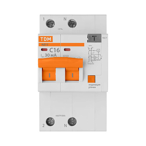 Выкл.диф.тока 2п 16А 30mA АД12 TDM SQ0204-0106