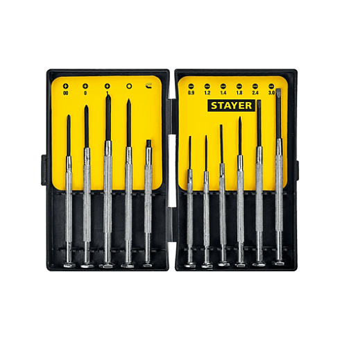 Отвертки (набор)  часовые для особ. точных работ STAYER, 11 шт. (2560-Н11)