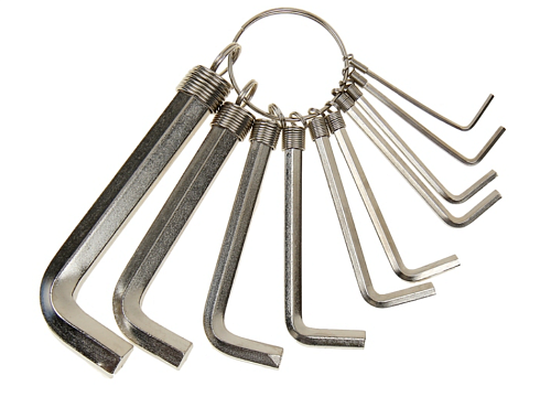 Ключи имбусовые никелиров.на кольце 10 шт, 1,5-10мм Набор (1087389)