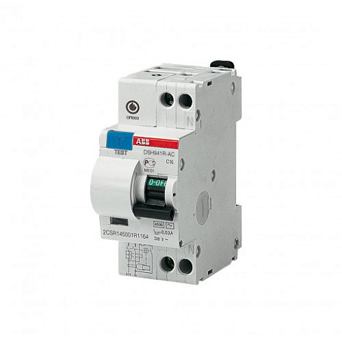 Выкл.диф.тока 2п (1Р+N) С 16A 30mA тип AС 4,5kA DSН941R 2мод. ABB 2CSR145001R1164