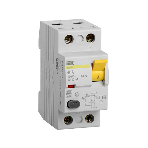 Выкл.диф.тока 2п 40А 30mA тип АС ВД1-63 ИЭК MDV10-2-040-030 (УЗО)